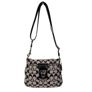 Coach Signature Mini Shoulder Bag Black Gray Turnlock Y2K